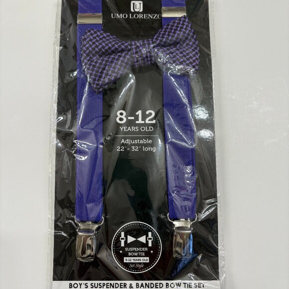 Bow Tie and Suspender Set - Boys SZ- 8-12 Years - NWT - Purple & Black - Picture 6 of 7